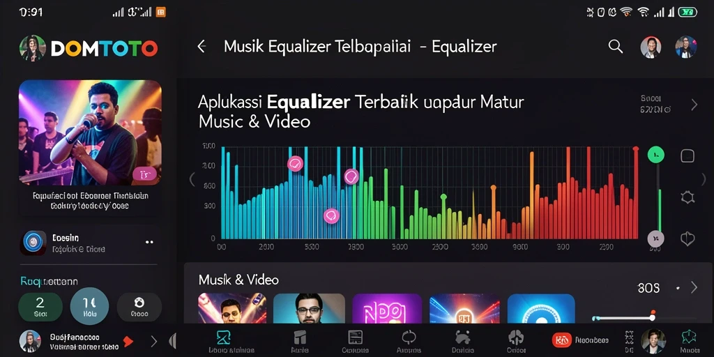 Antarmuka DOMTOTO yang intuitif menampilkan pengaturan Equalizer dengan jelas.