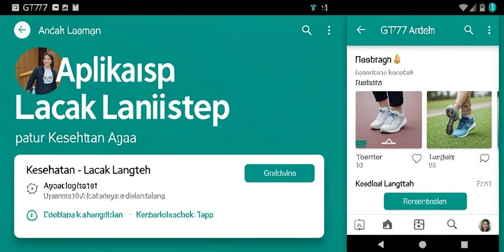 Tampilan antarmuka aplikasi GT777 yang menampilkan data langkah harian.