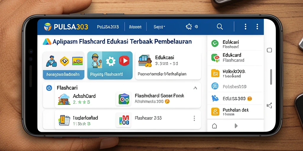 Antarmuka PULSA303 dengan berbagai kartu flashcard interaktif.