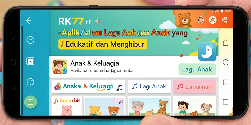 Tampilan menarik aplikasi RK77 dengan berbagai lagu anak.