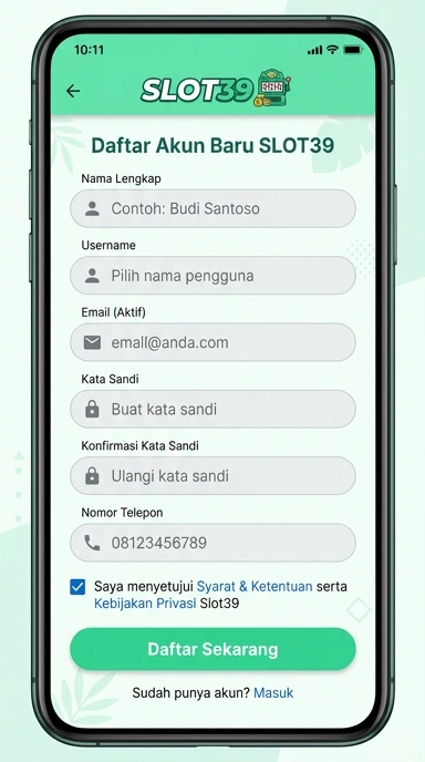 Tampilan halaman daftar slot39