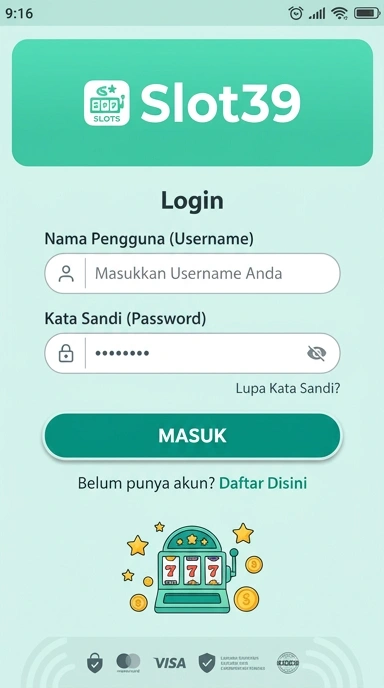 Tampilan halaman login slot39